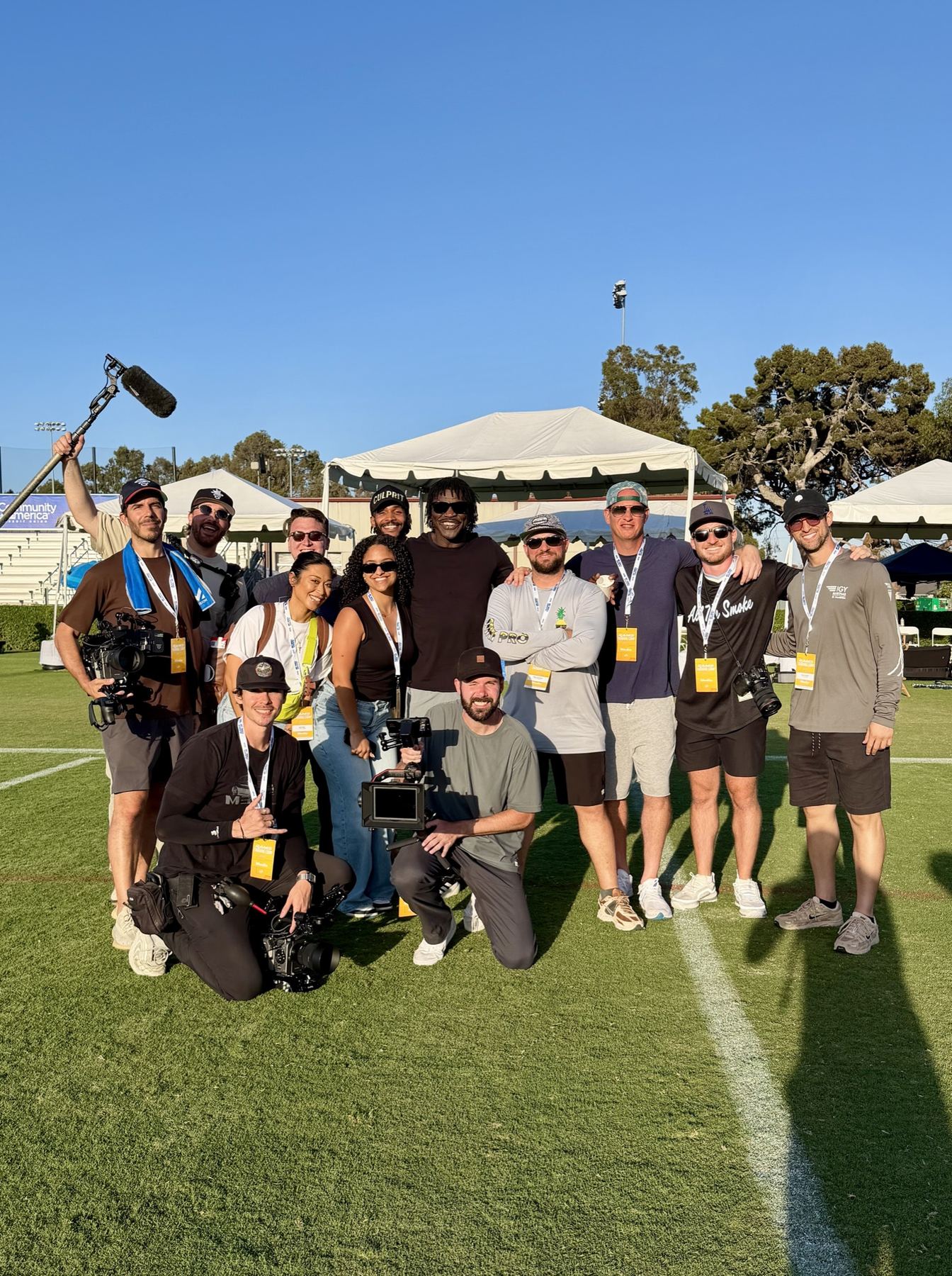 Production crew on the field after a shoot