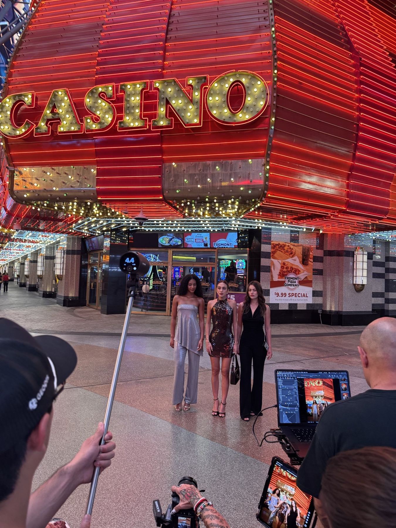 Fashion shoot under the neon on Fremont Street